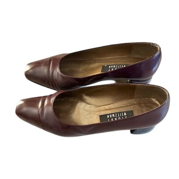 Stuart Weitzman Taurus Pumps Bordeaux Mirror Calf 8.5B - Picture 3 of 10